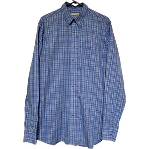 Wrangler Riata Shirt Men Large Tall Button Front  Lightweight Blue Plaid Western